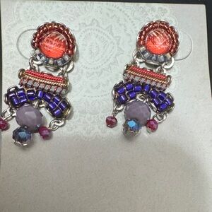 Sundance Red and Purple Beaded Earrings